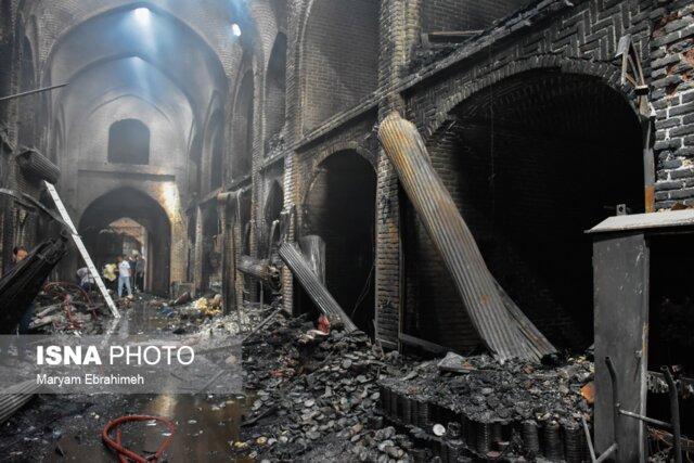 گزارش حریق بازار تبریز به آتش نشانی حدود 2 ساعت پس از آغاز آتش سوزی